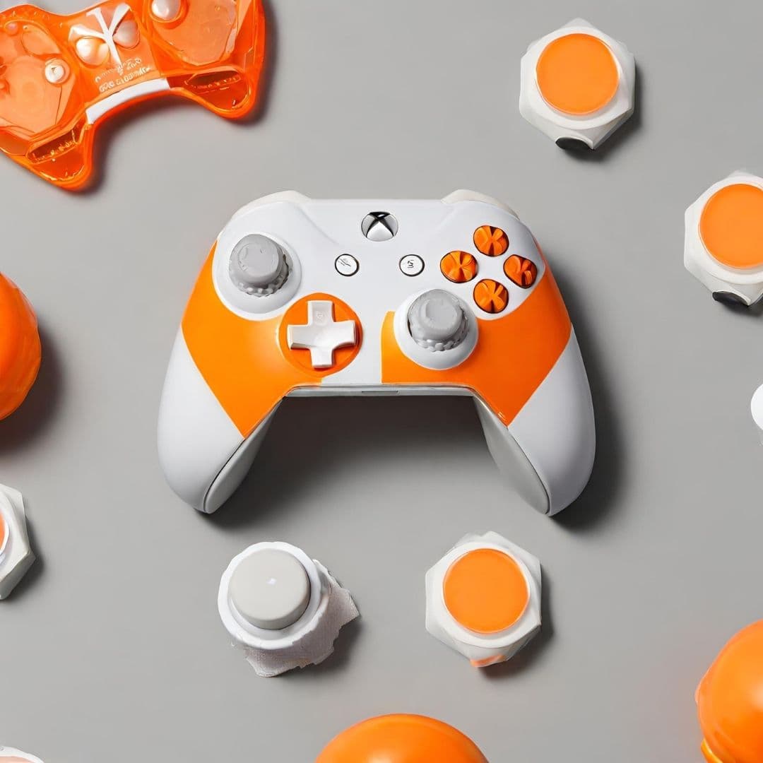 Sleek White & Orange Wireless Gaming Controller 2