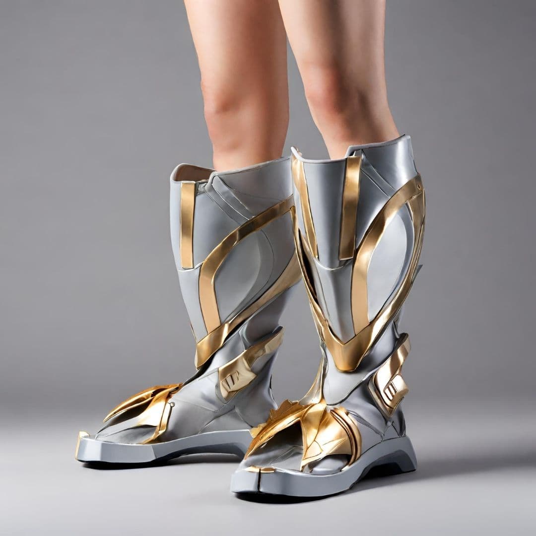 Futuristic Silver and Gold High-Top Sneaker 2