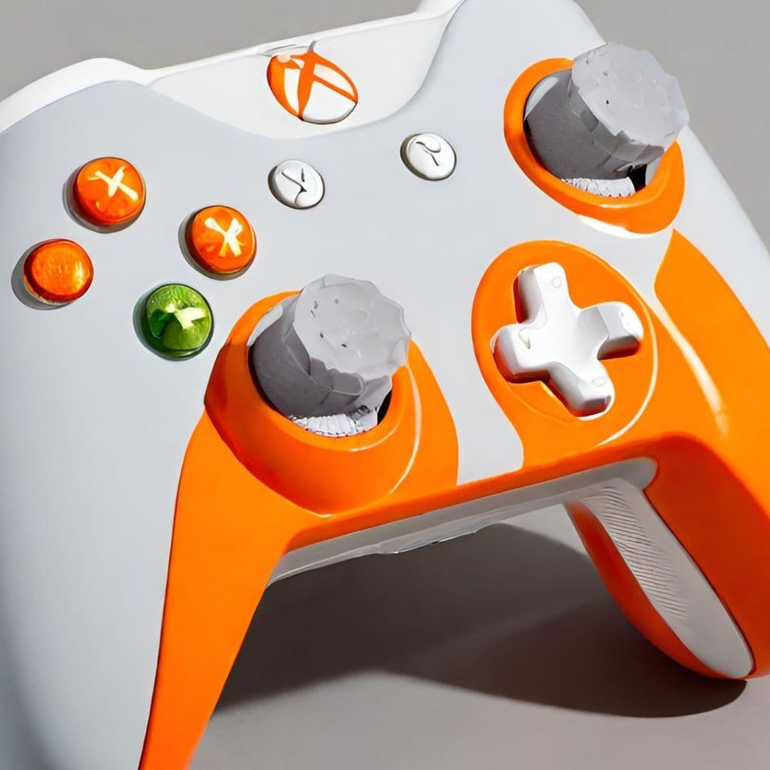 Sleek White & Orange Wireless Gaming Controller 3