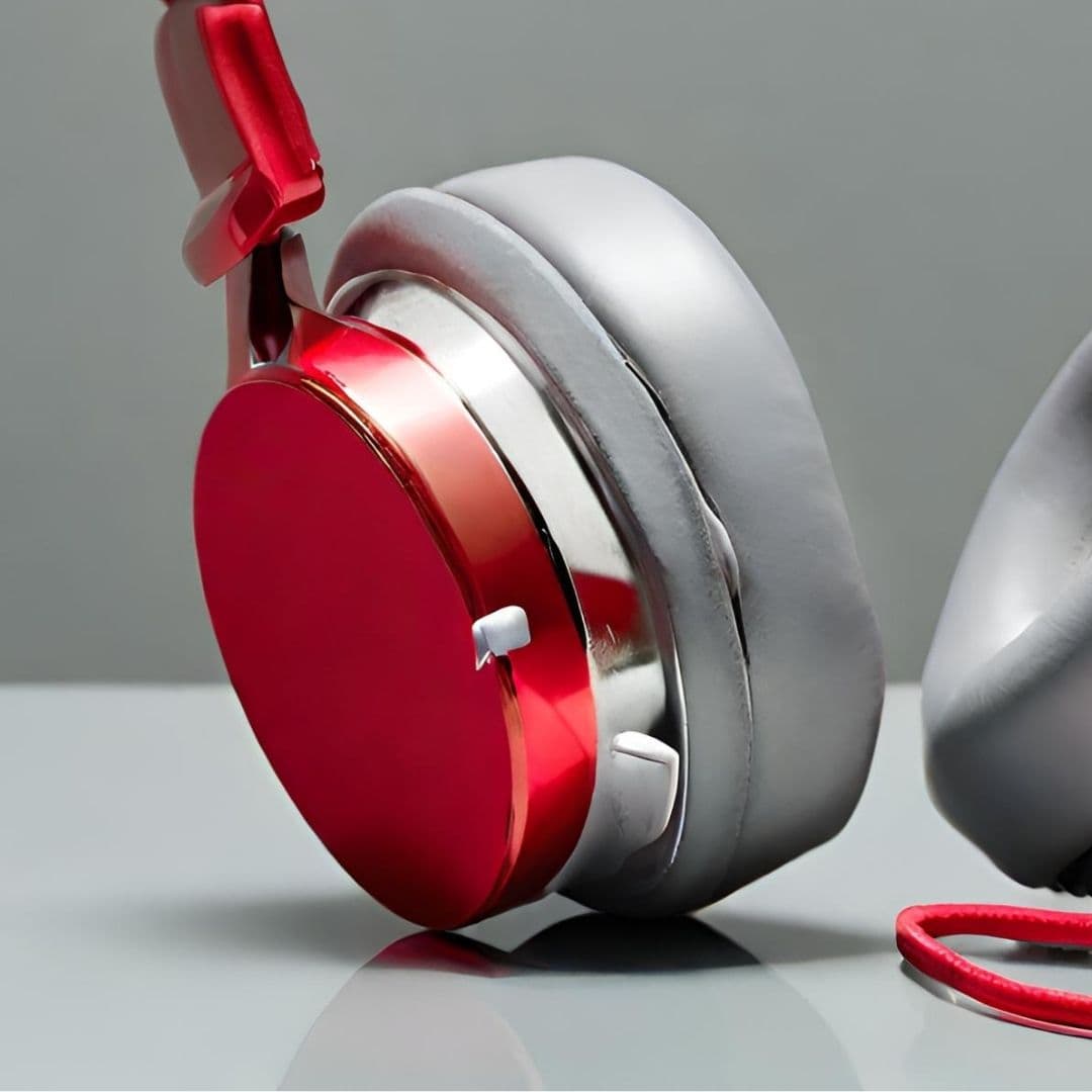Stylish Red & Silver Over-Ear Headphones 3