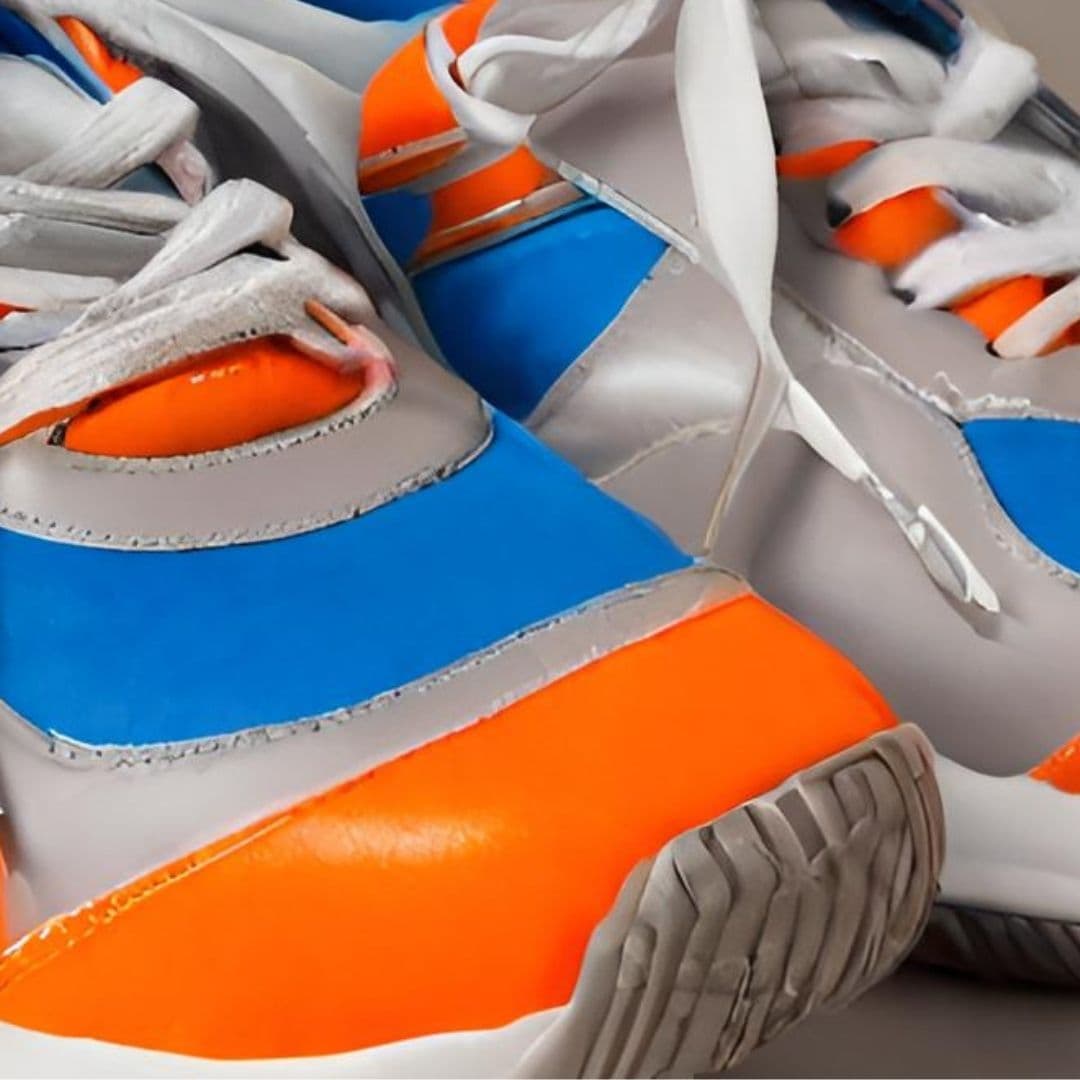 Vibrant Runners: Bold Orange & Blue Sneakers 3