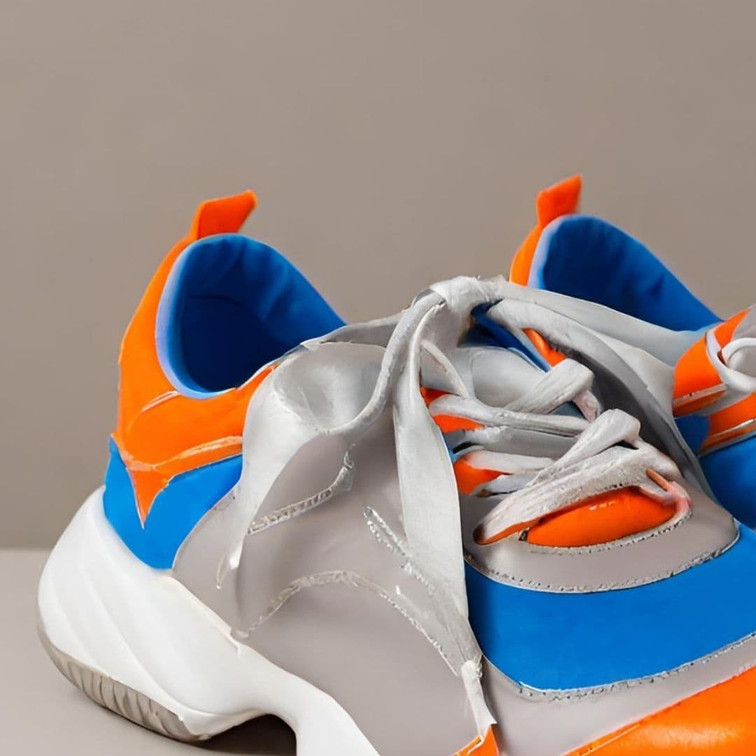 Vibrant Runners: Bold Orange & Blue Sneakers 2